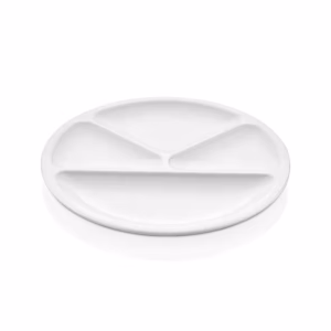Külsan 118.PW porselen beyazı kırılmaz melamin 4 bölmeli yuvarlak tabak (30 cm).
