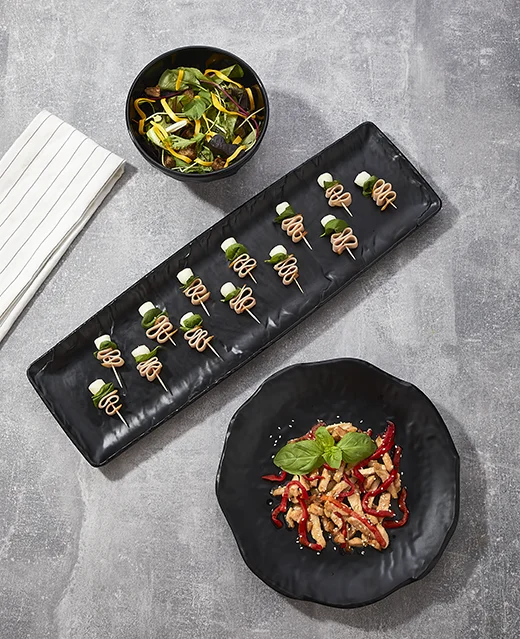 Külsan Polaris Siyah Melamin Sunum Tepsisi - 53x32,5cm