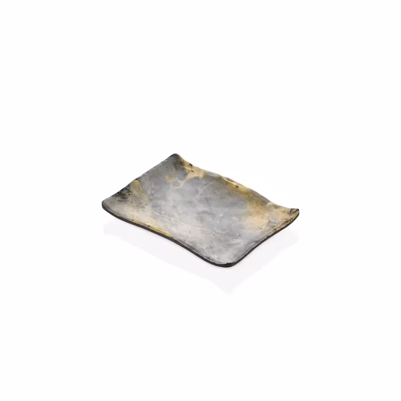 "Kulsan 30019.RM Terra Royal Marble gri melamin dikdörtgen tabak 19x13,5 cm"