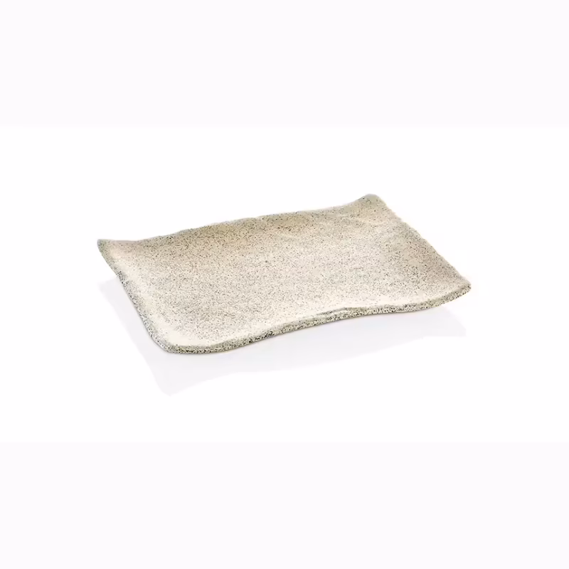 Kulsan 30034.WG Terra Beyaz Granit Melamin Dikdörtgen Tabak 34,1x23,6cm, Kırılmaz Otel Büyük Servis Tabağı, Gıda Uyumlu Restoran Büfe Tabağı"