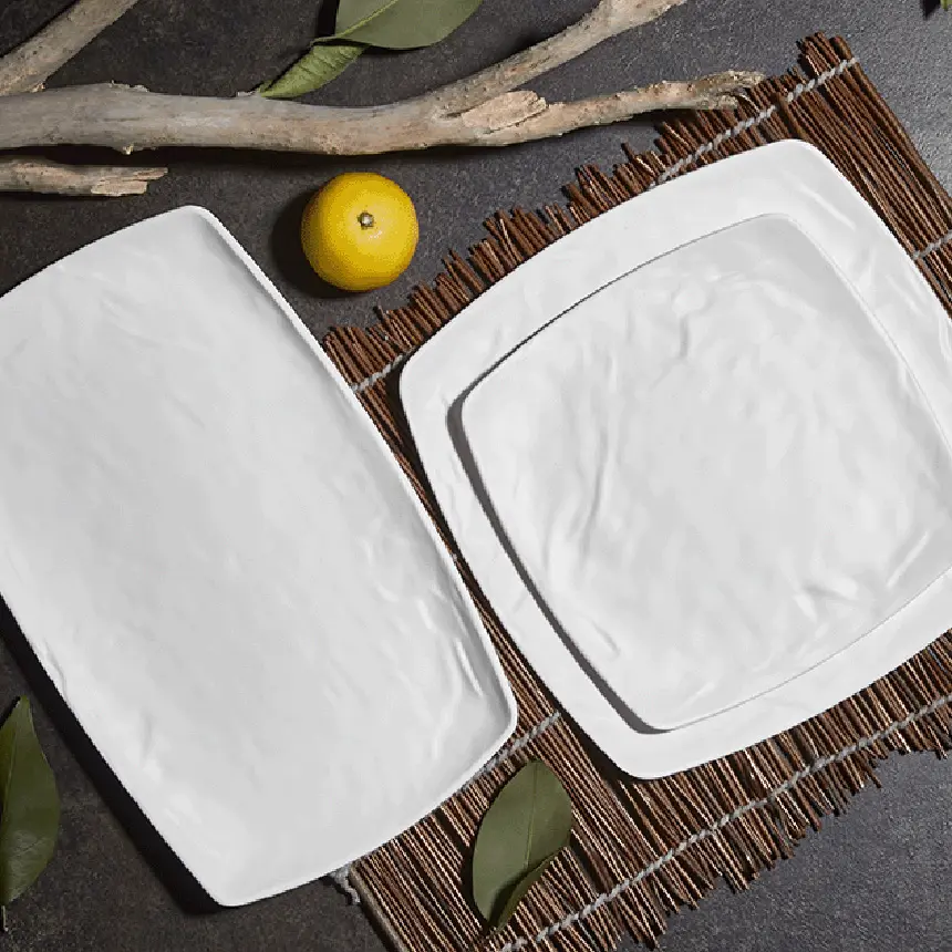 Külsan M7312.CW Carre Matt krem beyaz mat kırılmaz melamin kare kase (500 ml).