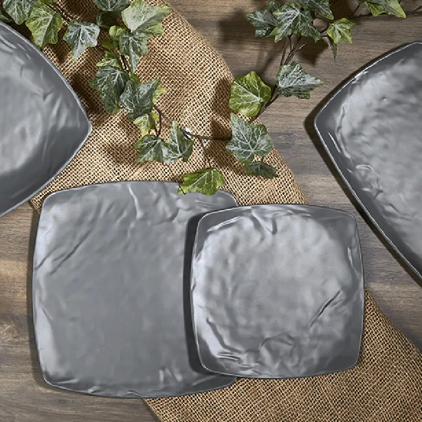 Külsan M7312.G Carre Matt gri mat kırılmaz melamin kare kase (500 ml).