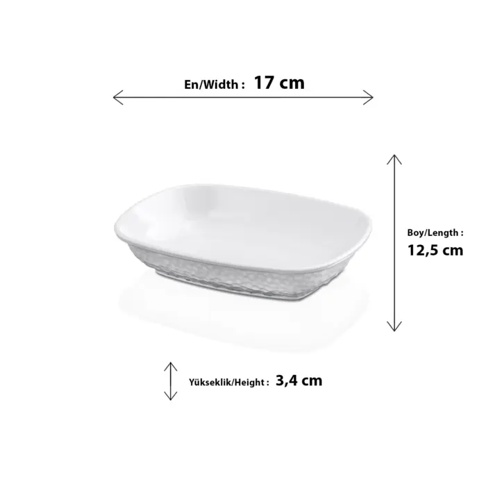 8417.CW -  12'li Kplus  Krem Beyaz Dikdörtgen Tabak Seti 17x12,5 cm, Thermoset Melamin - Görsel 2