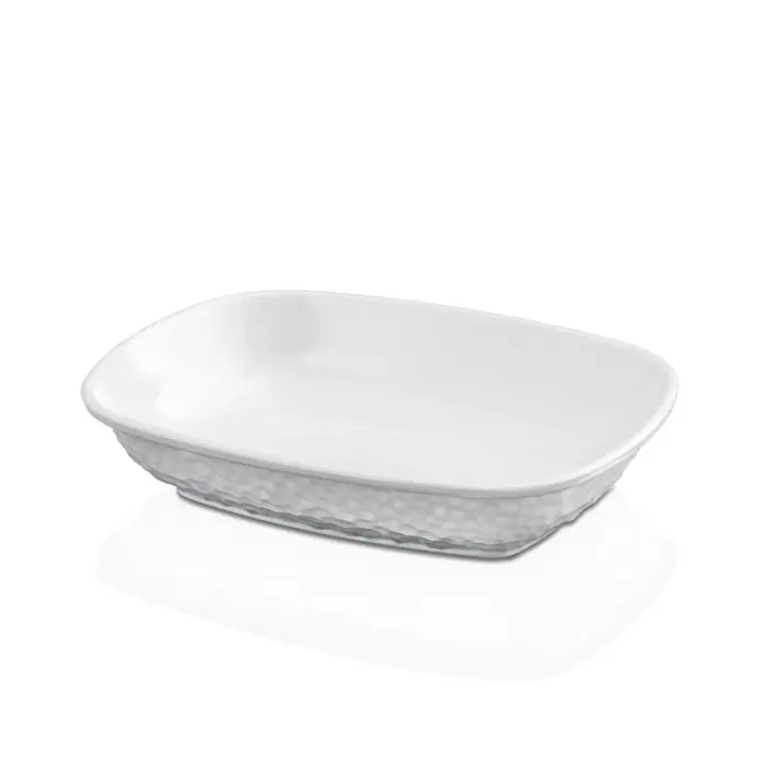 8417.CW -  12'li Kplus  Krem Beyaz Dikdörtgen Tabak Seti 17x12,5 cm, Thermoset Melamin - Görsel 1