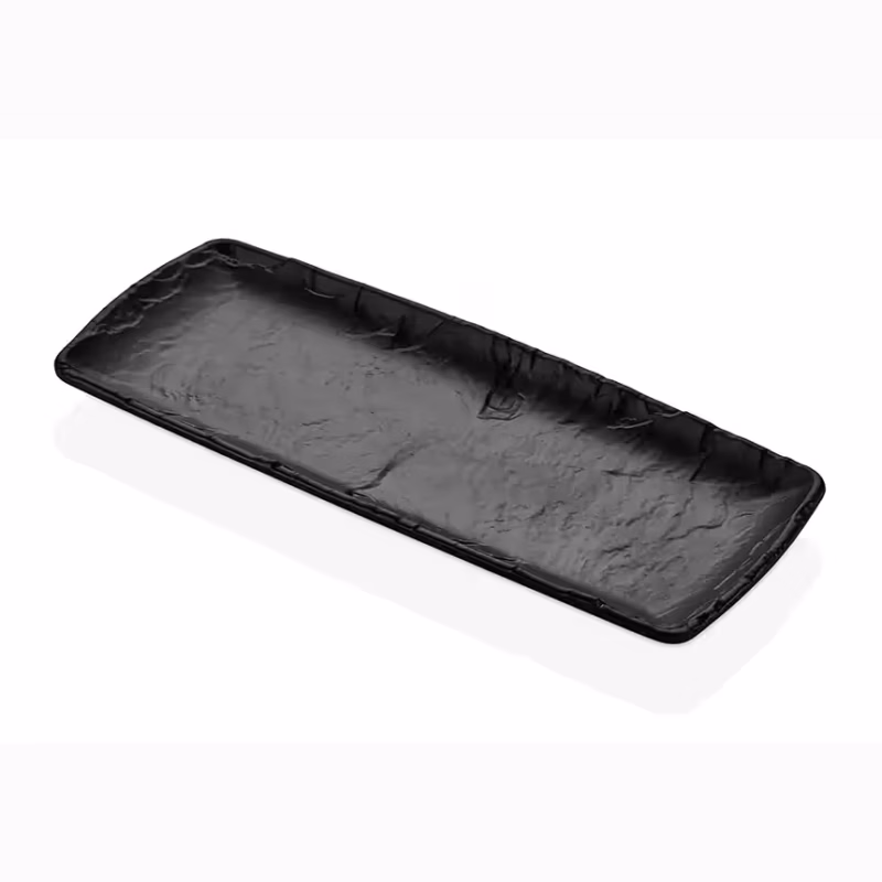 Kulsan Polaris Dikdörtgen Siyah Polaris Dikdörtgen Tabak Melamin Servis Tabağı/Kasesi 41028.BL - Kırılmaz, Derin, Gıda Uyumlu"