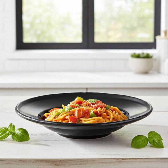 121.BL -  Siyah Makarna ve Salata Tabağı 26 cm, Thermoset Melamin - Görsel 1