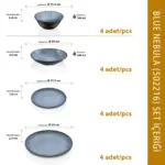 Blue Nebula 16 Parça Yemek Takımı, Çanta Hediyeli, Thermoset Melamin - Görsel 2