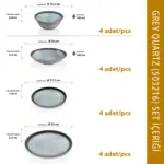 Grey Quartz 16 Parça Yemek Takımı, Çanta Hediyeli, Thermoset Melamin - Görsel 2