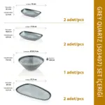 Grey Quartz 7 Parça Yemek Takımı, Çanta Hediyeli, Thermoset Melamin - Görsel 3