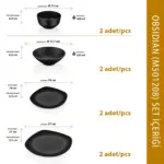 Obsidian 8 Parça Çanta Hediyeli, Yemek Takımı, Thermoset Melamin - Görsel 3