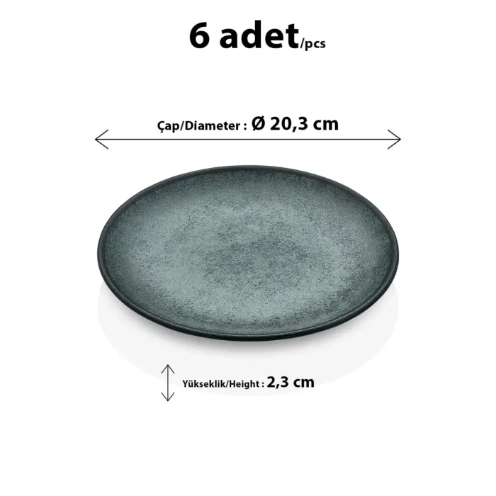 Green Minerra Yuvarlak Tabak Seti, Ø 20,3 cm - h.2,3 cm , Thermoset Melamin - Görsel 3