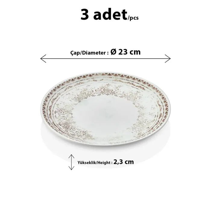Old Ivory Yuvarlak Tabak Seti, Ø 23 cm - h.2,3 cm , Thermoset Melamin - Görsel 2