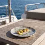 25,4 cm çapında ve 3 cm yüksekliğinde açık gri eskitme beton taş efektli melamin yuvarlak HappyChef 3'lü ana yemek ve servis tabağı seti.