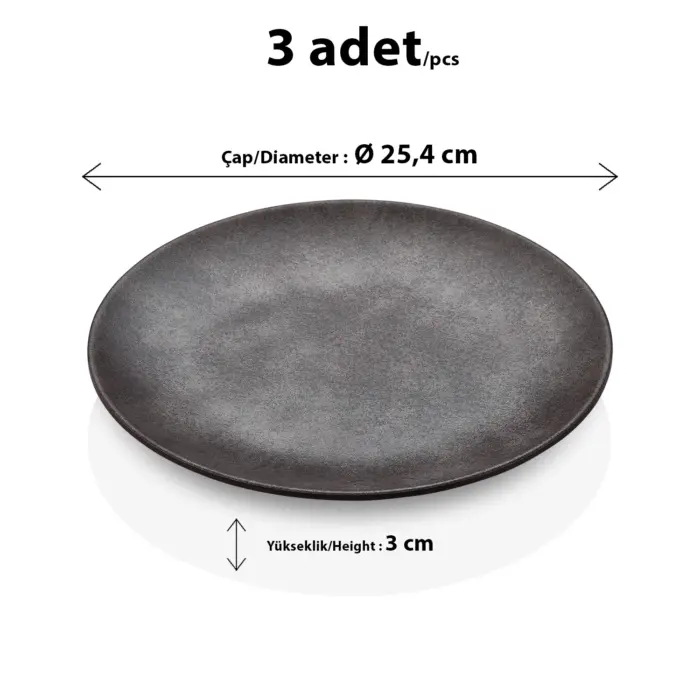 Velora Clay Yuvarlak Tabak Seti, Ø 25,4 cm - h.3 cm , Thermoset Melamin - Görsel 2