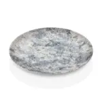 28 cm çapında ve 3 cm yüksekliğinde açık gri eskitme beton taş efektli thermoset melamin yuvarlak Happy Chef Velora Cloud seri 3'lü servis tabağı seti.