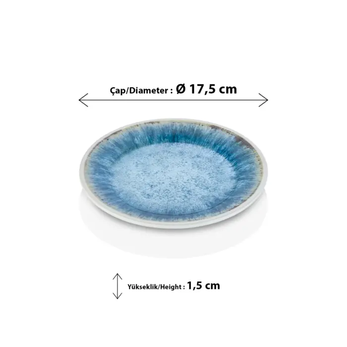Blue Iris 6'lı Klasik Yuvarlak Tabak Seti, Ø 17,5 cm - h.1,5 cm , Thermoset Melamin - Görsel 2