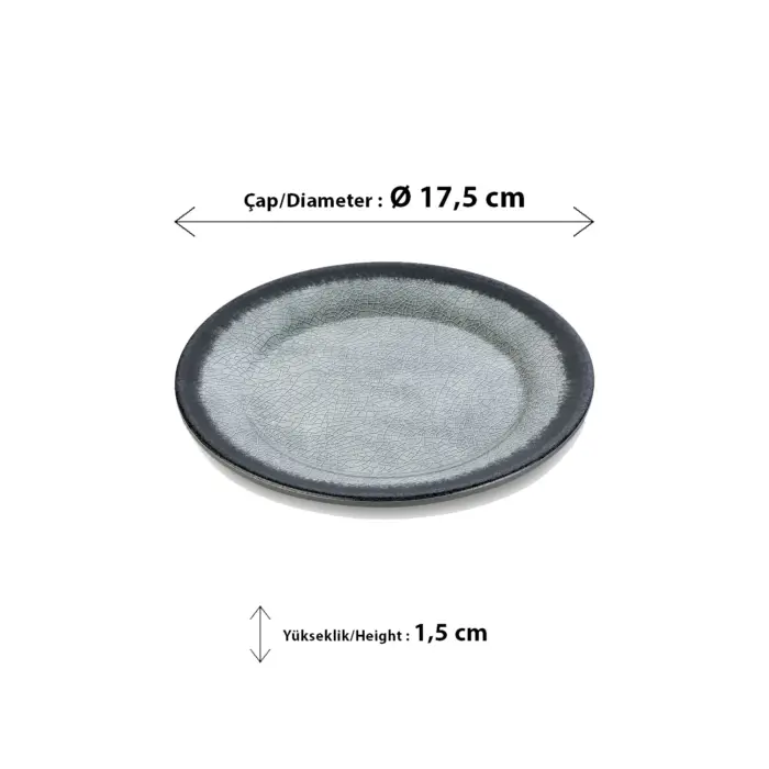 Grey Quartz 6'lı Klasik Yuvarlak Tabak Seti, Ø 17,5 cm - h.1,5 cm , Thermoset Melamin - Görsel 2