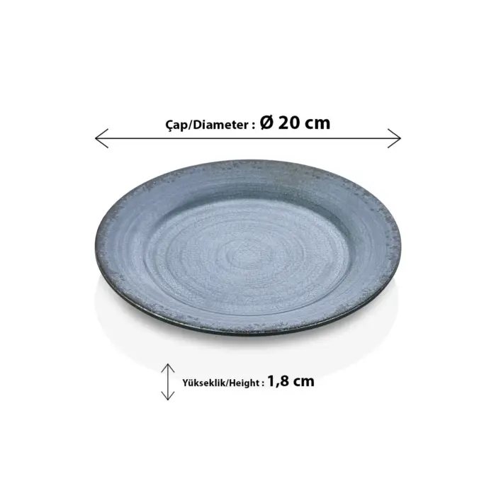 Blue Nebula 6'lı Klasik Yuvarlak Tabak Seti, Ø 20 cm - h.1,8 cm , Thermoset Melamin - Görsel 2