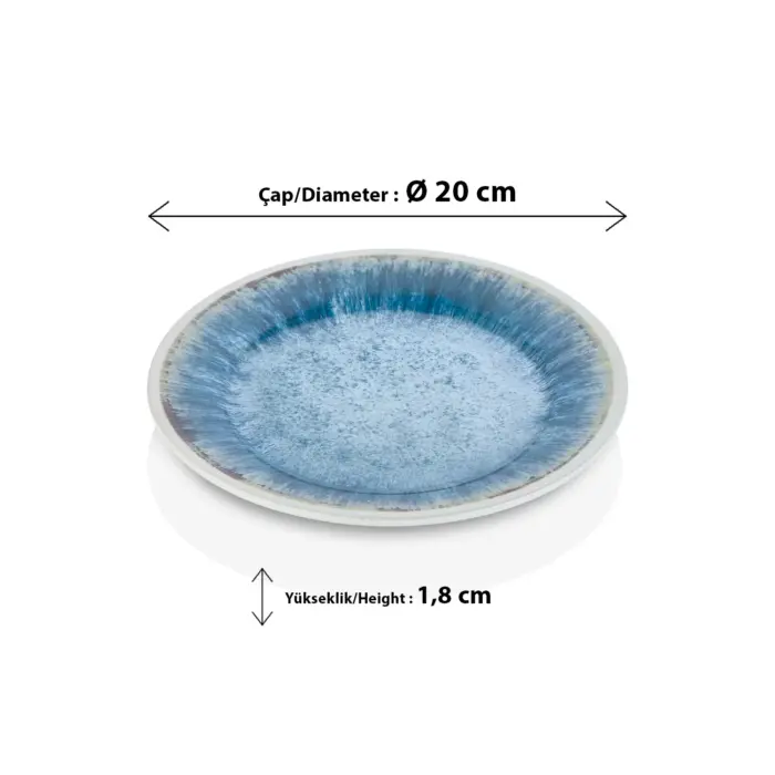 Blue Iris 6'lı Klasik Yuvarlak Tabak Seti, Ø 20 cm - h.1,8 cm , Thermoset Melamin - Görsel 2