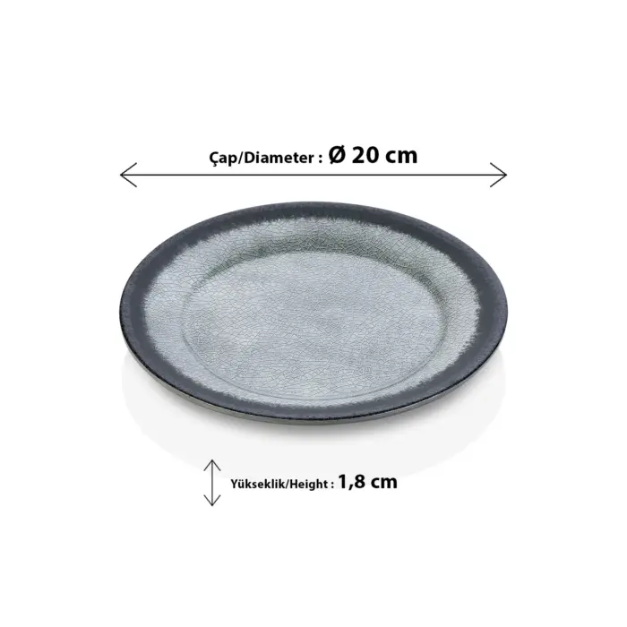 Grey Quartz 6'lı Klasik Yuvarlak Tabak Seti, Ø 20 cm - h.1,8 cm , Thermoset Melamin - Görsel 2