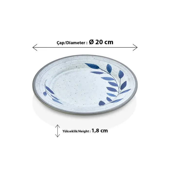 Selva Blu 6'lı Klasik Yuvarlak Tabak Seti, Ø 20 cm - h.1,8 cm , Thermoset Melamin - Görsel 2