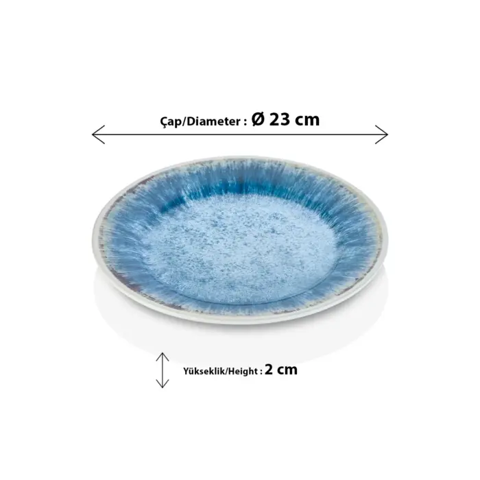 Blue Iris 3'lü Klasik Yuvarlak Tabak Seti, Ø 23 cm - h.2 cm , Thermoset Melamin - Görsel 2
