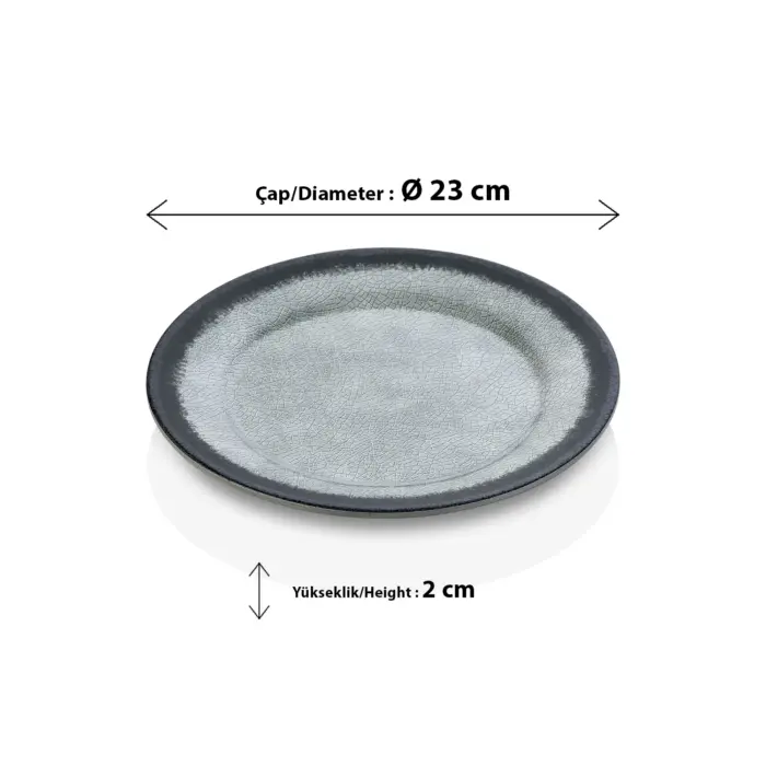 Grey Quartz 3'lü Klasik Yuvarlak Tabak Seti, Ø 23 cm - h.2 cm , Thermoset Melamin - Görsel 2