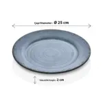 Blue Nebula 3'lü Klasik Yuvarlak Tabak Ø 25 cm - h.2 cm , Thermoset Melamin - Görsel 2