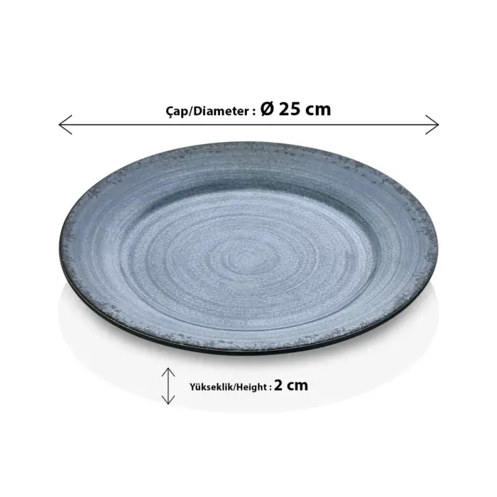 Blue Nebula 3'lü Klasik Yuvarlak Tabak Ø 25 cm - h.2 cm , Thermoset Melamin - Görsel 2