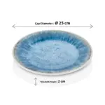 Blue Iris 3'lü Klasik Yuvarlak Tabak Seti, Ø 25 cm - h.2 cm , Thermoset Melamin - Görsel 2