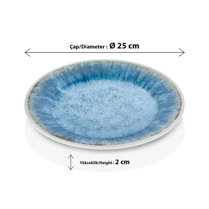 Blue Iris 3'lü Klasik Yuvarlak Tabak Seti, Ø 25 cm - h.2 cm , Thermoset Melamin - Görsel 2