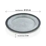 Grey Quartz 3'lü Klasik Yuvarlak Tabak Seti, Ø 25 cm - h.2 cm , Thermoset Melamin - Görsel 2
