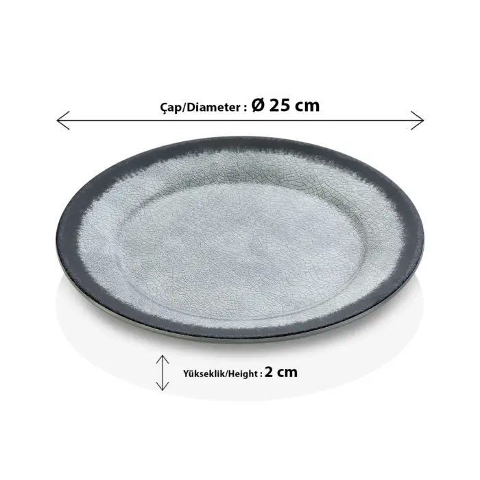 Grey Quartz 3'lü Klasik Yuvarlak Tabak Seti, Ø 25 cm - h.2 cm , Thermoset Melamin - Görsel 2