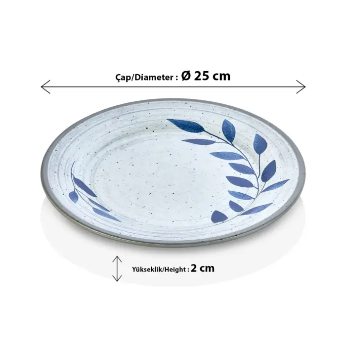Selva Blu 3'lü Klasik Yuvarlak Tabak Seti, Ø 25 cm - h.2 cm , Thermoset Melamin - Görsel 2