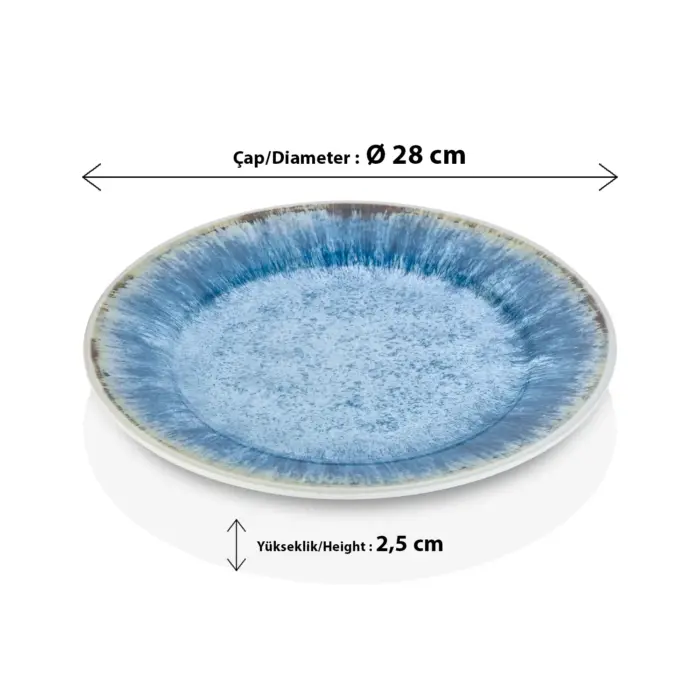 Blue Iris 3'lü Klasik Yuvarlak Tabak Seti, Ø 28 cm - h.2,5 cm , Thermoset Melamin - Görsel 2