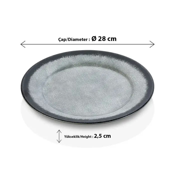 Grey Quartz 3'lü Klasik Yuvarlak Tabak Seti, Ø 28 cm - h.2,5 cm , Thermoset Melamin - Görsel 4