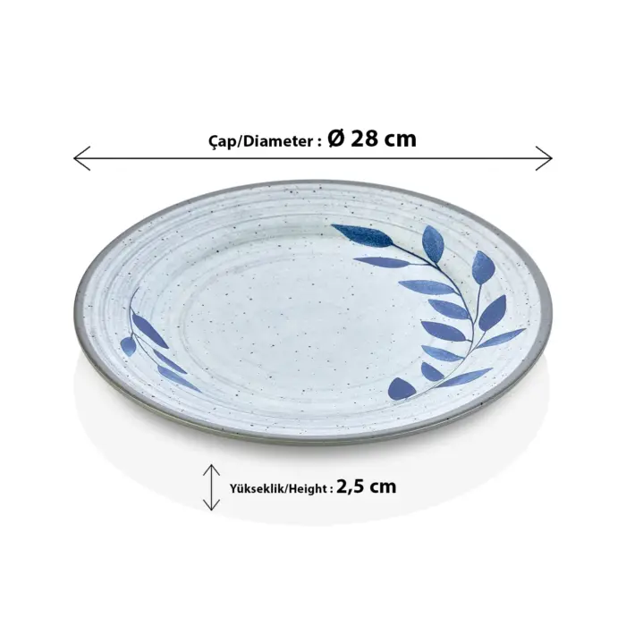 Selva Blu 3'lü Klasik Yuvarlak Tabak Seti, Ø 28 cm - h.2,5 cm , Thermoset Melamin - Görsel 2