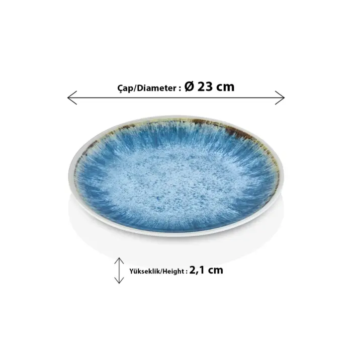 Blue Iris 3'lü Yuvarlak Tabak Seti, Ø 23 cm - h.2,1 cm , Thermoset Melamin - Görsel 2