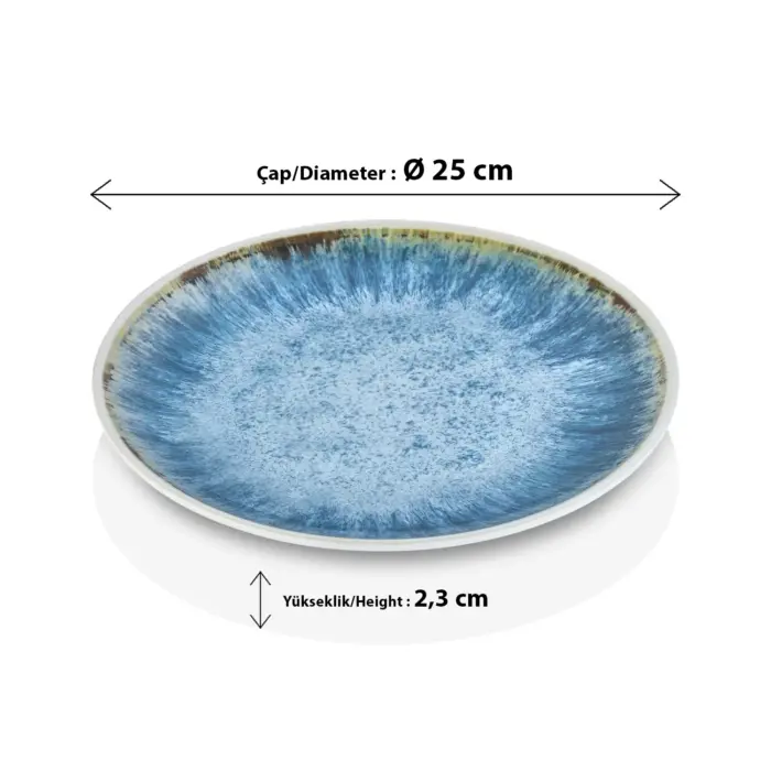 Blue Iris 3'lü Yuvarlak Tabak Seti, Ø 25 cm - h.2,3 cm , Thermoset Melamin - Görsel 2