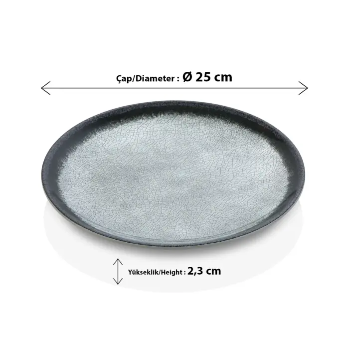 Grey Quartz 3'lü Yuvarlak Tabak Seti, Ø 25 cm - h.2,3 cm , Thermoset Melamin - Görsel 2