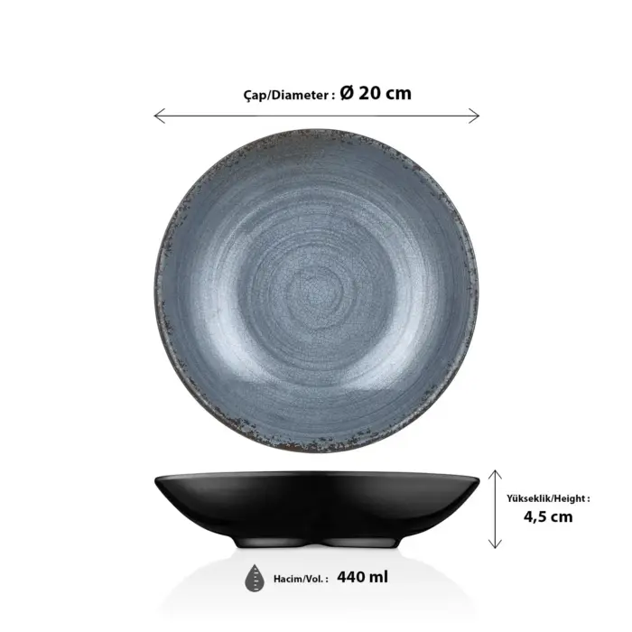 Blue Nebula 6'lı Çukur Tabak Seti, Ø 20 cm - h.4,5 cm 440 ml. , Thermoset Melamin - Görsel 2