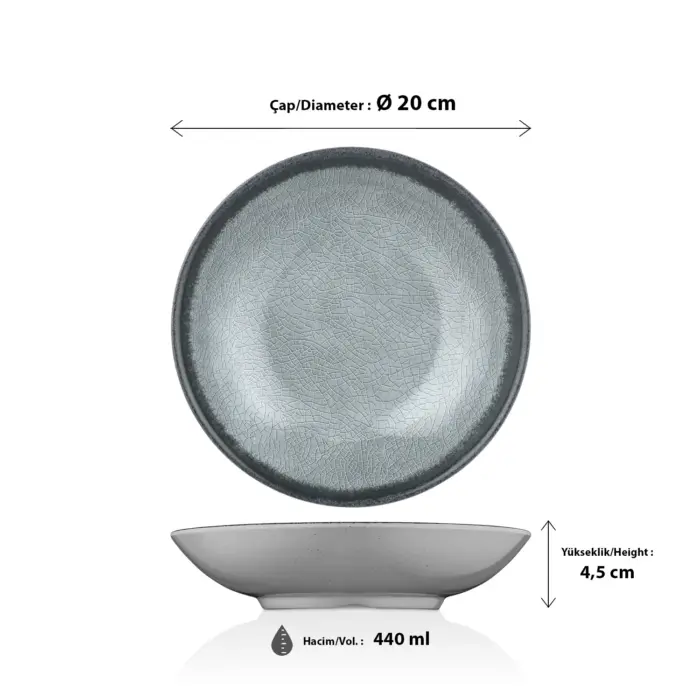 Grey Quartz 6'lı Çukur Tabak Seti, Ø 20 cm - h.4,5 cm 440 ml. , Thermoset Melamin - Görsel 2
