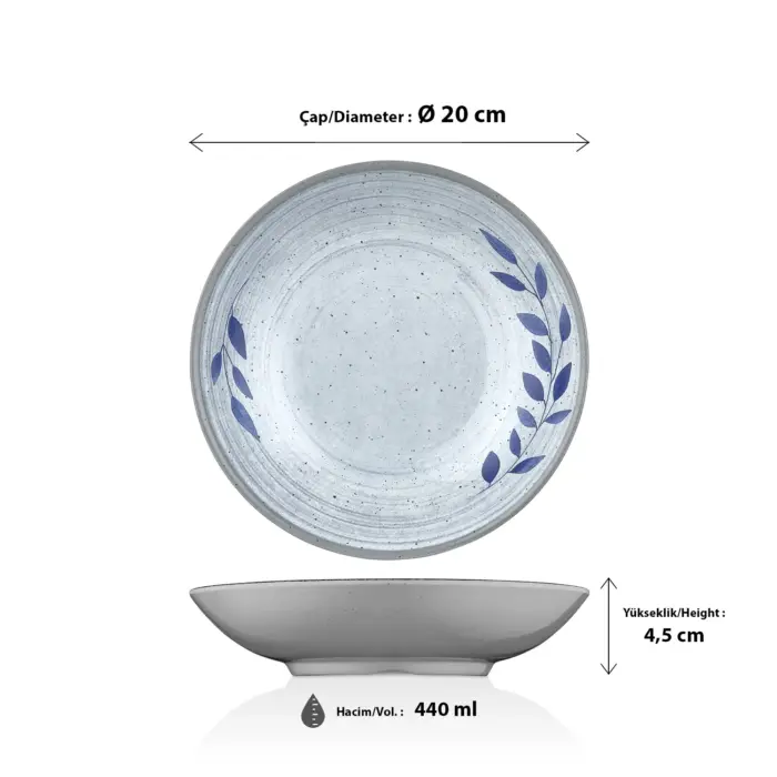 Selva Blu 6'lı Çukur Tabak Seti, Ø 20 cm - h.4,5 cm 440 ml. , Thermoset Melamin - Görsel 2
