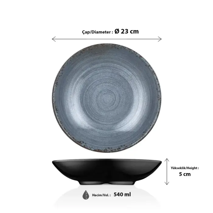 Blue Nebula 3'lü Çukur Tabak Seti, Ø 23 cm - h.5 cm 540 ml. , Thermoset Melamin - Görsel 2
