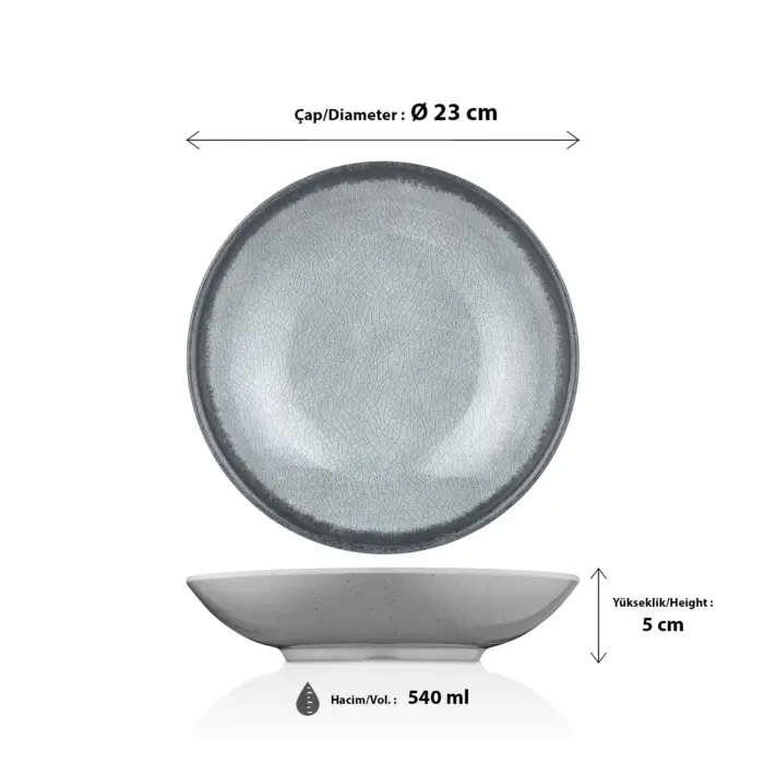 Grey Quartz 3'lü Çukur Tabak Seti, Ø 23 cm - h.5 cm 540 ml. , Thermoset Melamin - Görsel 2