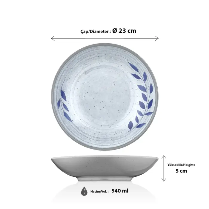 Selva Blu 3'lü Çukur Tabak Seti, Ø 23 cm - h.5 cm 540 ml. , Thermoset Melamin - Görsel 2