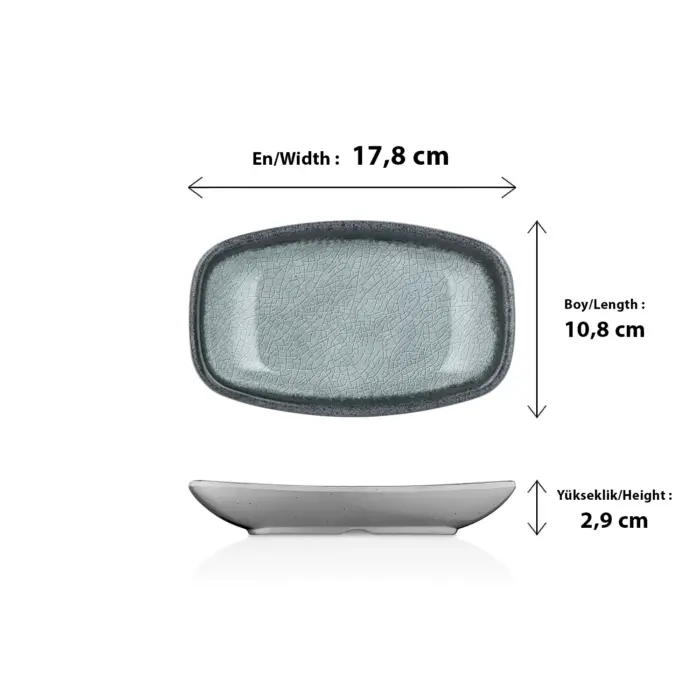 Grey Quartz 6'lı Kare Kayık Tabak Seti, 17,8x10,8 cm - h.2,9 cm , Thermoset Melamin - Görsel 2
