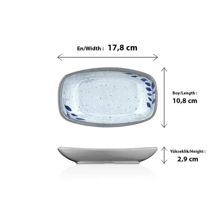 Selva Blu 6'lı Kare Kayık Tabak Seti, 17,8x10,8 cm - h.2,9 cm , Thermoset Melamin - Görsel 2