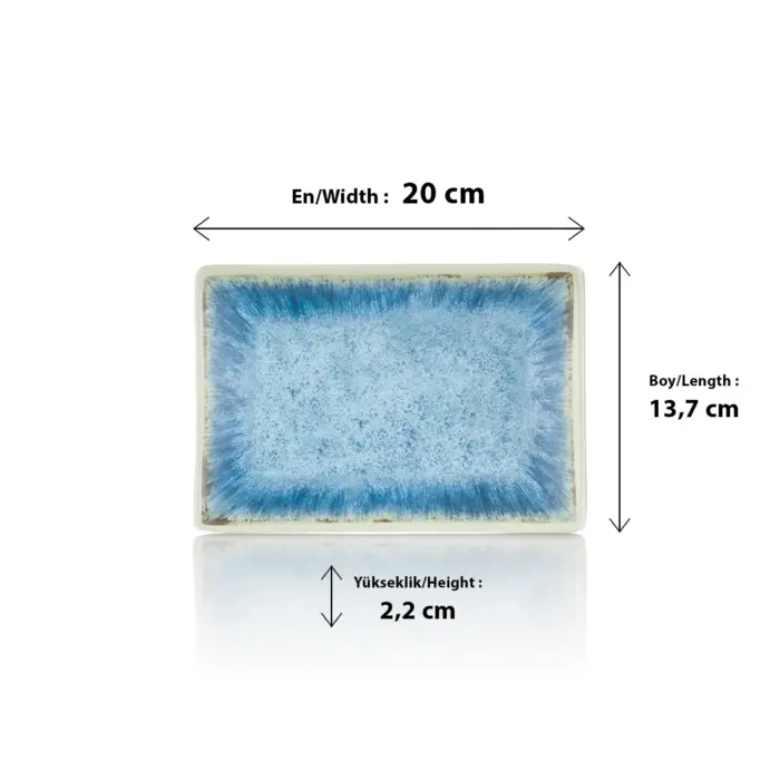 Blue Iris 6'lı Dikdörtgen Tabak Seti, 20x13,7 cm - h.2,2 cm , Thermoset Melamin - Görsel 2