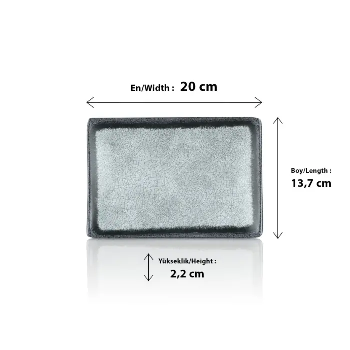Grey Quartz 6'lı Dikdörtgen Tabak Seti, 20x13,7 cm - h.2,2 cm , Thermoset Melamin - Görsel 2
